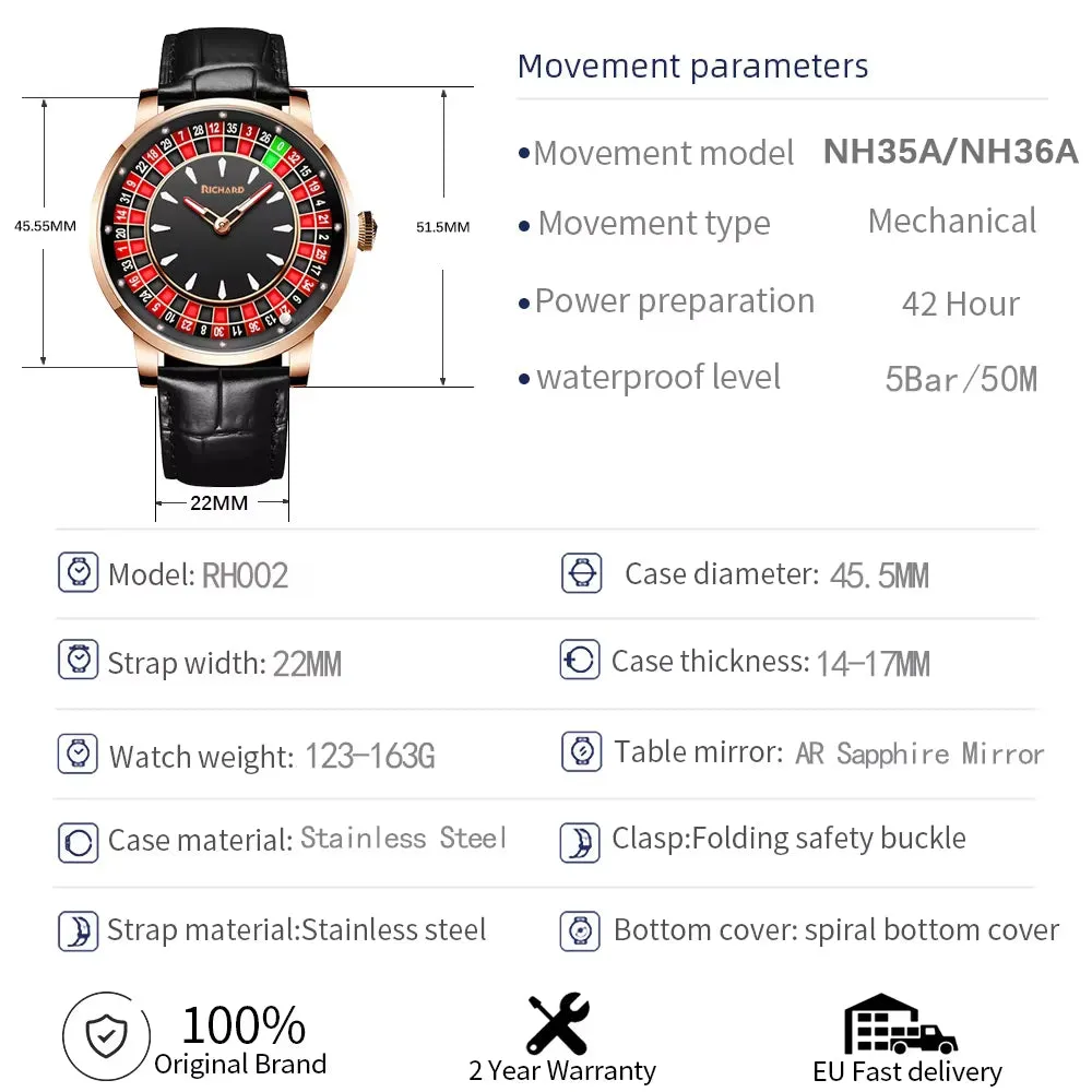 Jacob & Co Mechanical Automatic Roulette Luxury Watch