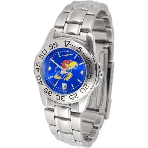 Kansas Jayhawks Ladies AnoChrome Steel Band Sports Watch