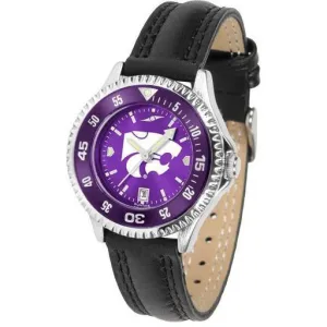 Kansas State Wildcats Ladies Competitor Ano Poly/Leather Band Watch w/ Colored Bezel