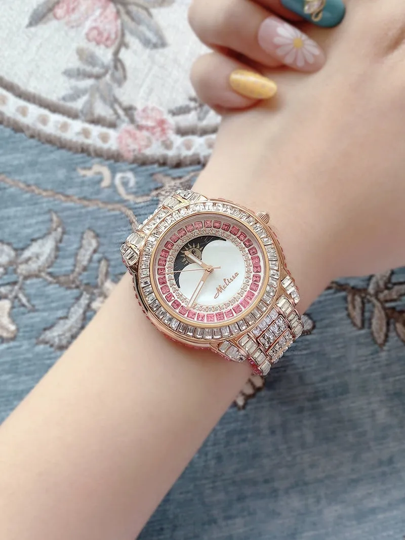 Large Dial Fashion Color Rhinestone Watch