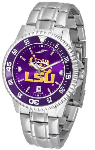 Louisiana State Tigers Mens Competitor AnoChrome Steel Band Watch w/ Colored Bezel