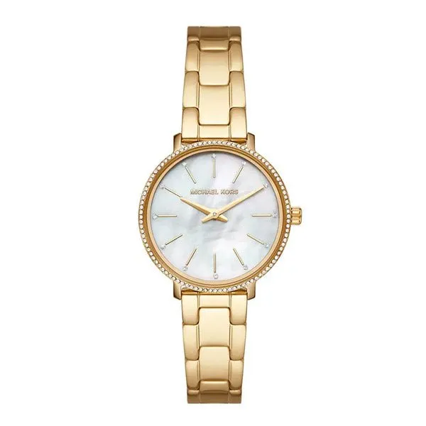 Michael Kors Pyper Gold Stainless Steel Mother Of Pearl Dial Quartz Watch for Ladies - MK1065