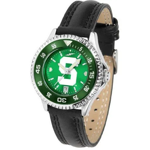 Michigan State Spartans Ladies Competitor Ano Poly/Leather Band Watch w/ Colored Bezel