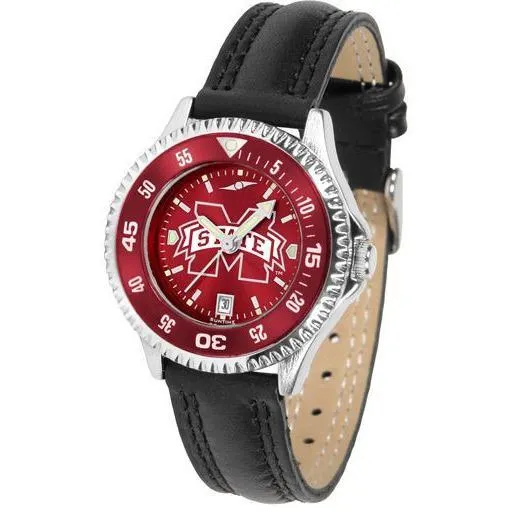 Mississippi State Bulldogs Ladies Competitor Ano Poly/Leather Band Watch w/ Colored Bezel