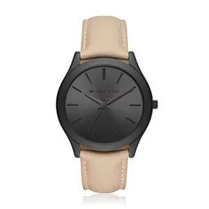 MK8510 -   Michael Kors Men's Slim Runway Black Crown White Leather Watch