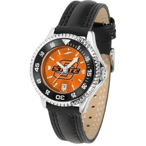 Oklahoma State Cowboys Ladies Competitor Ano Poly/Leather Band Watch w/ Colored Bezel