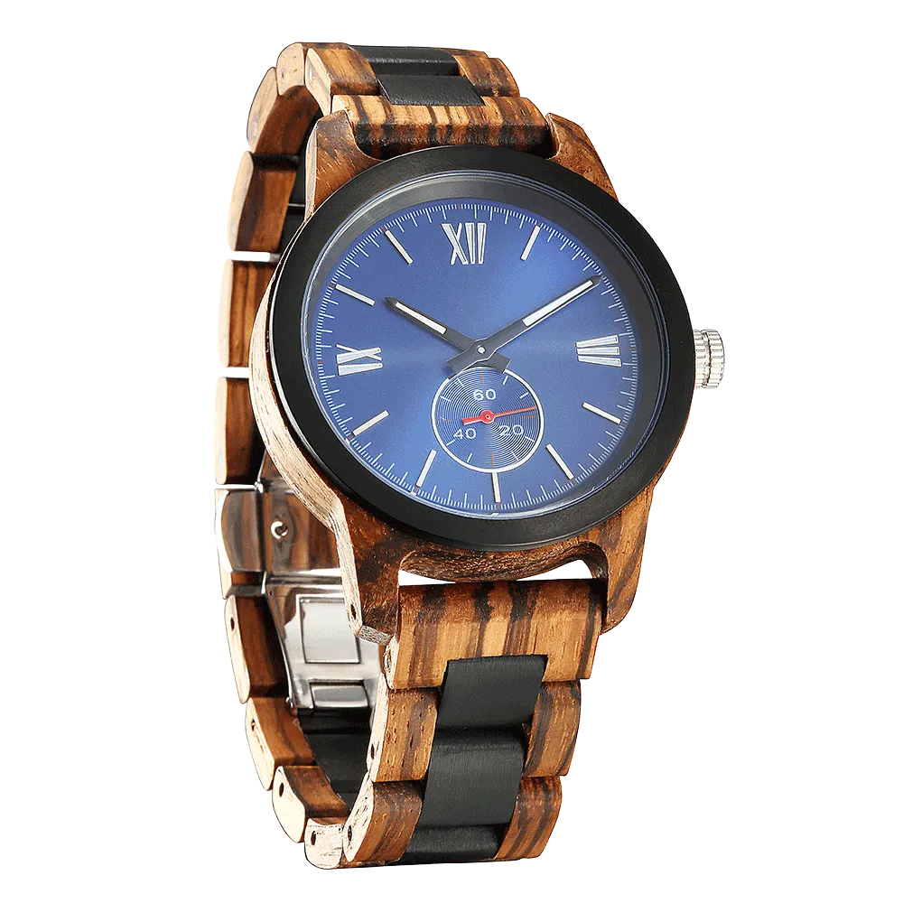 Personalized Engraved Zebra & Ebony Wood Watch zebra Wood & Ebony