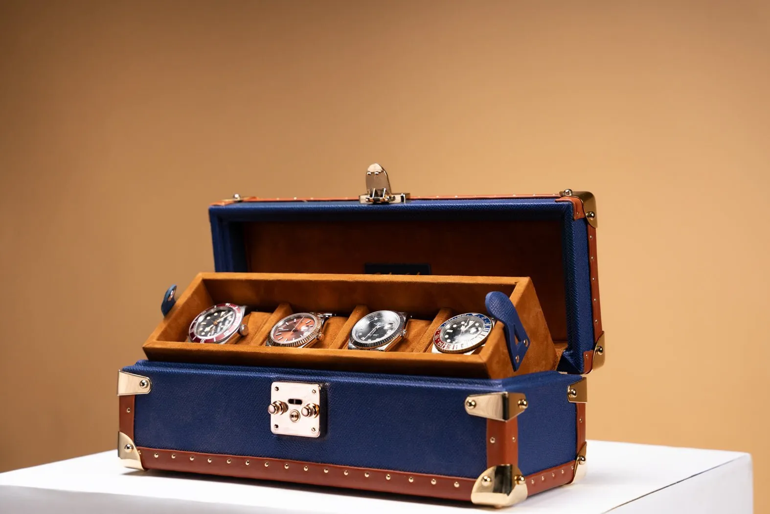 Petra Watch Case - Saffiano Navy Blue