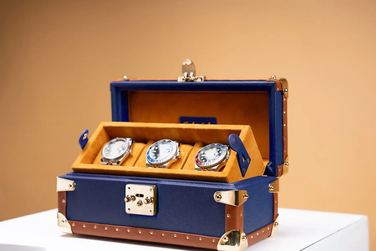 Petra Watch Case - Saffiano Navy Blue