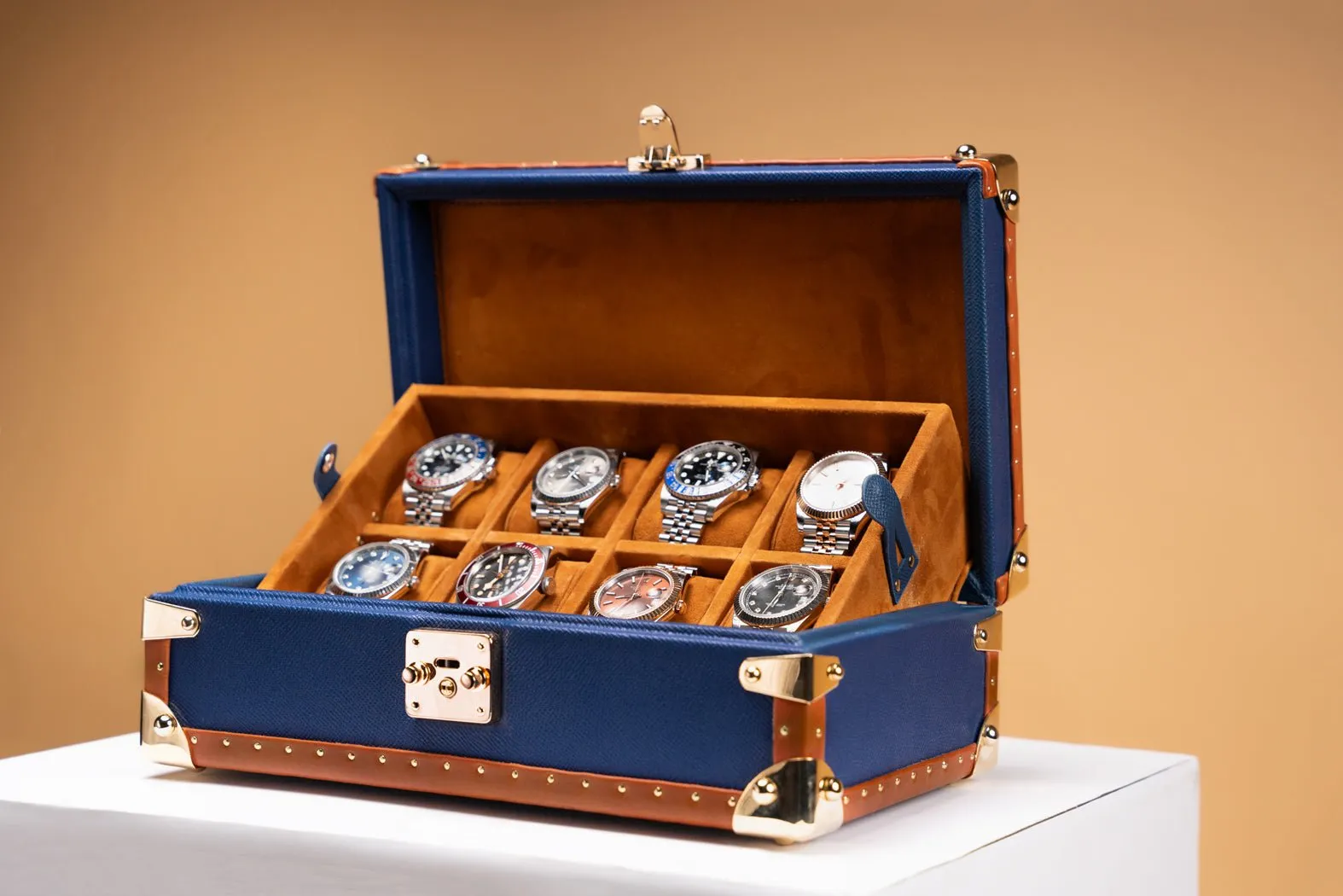 Petra Watch Case - Saffiano Navy Blue