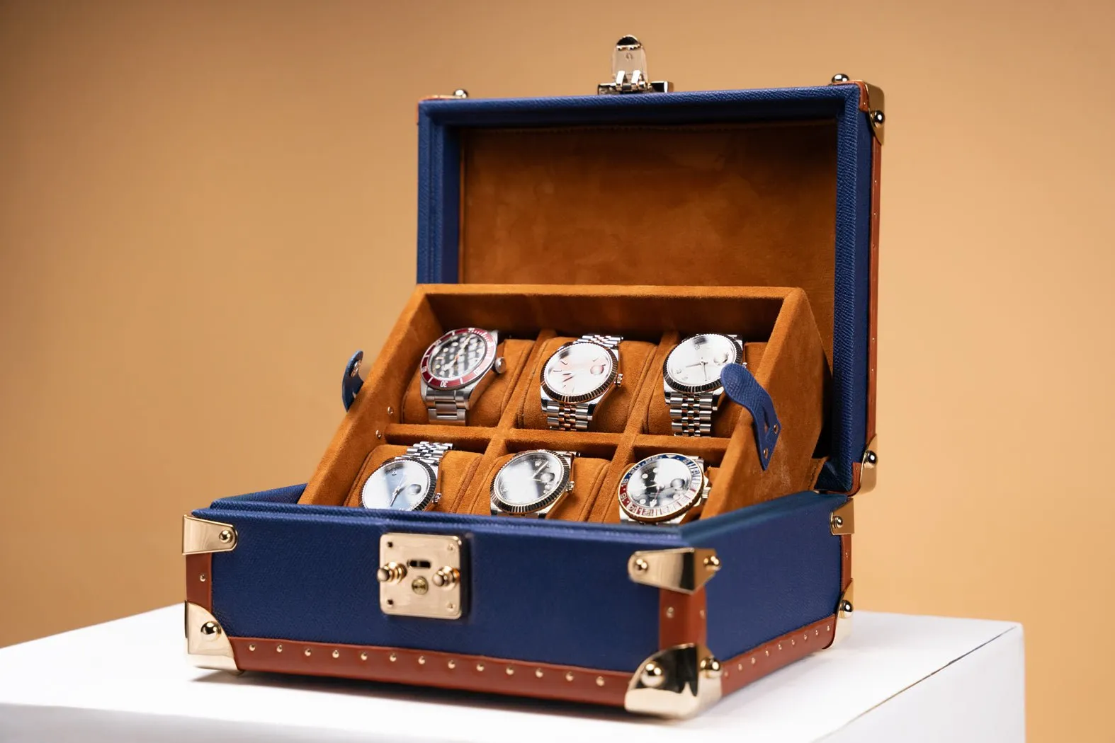 Petra Watch Case - Saffiano Navy Blue