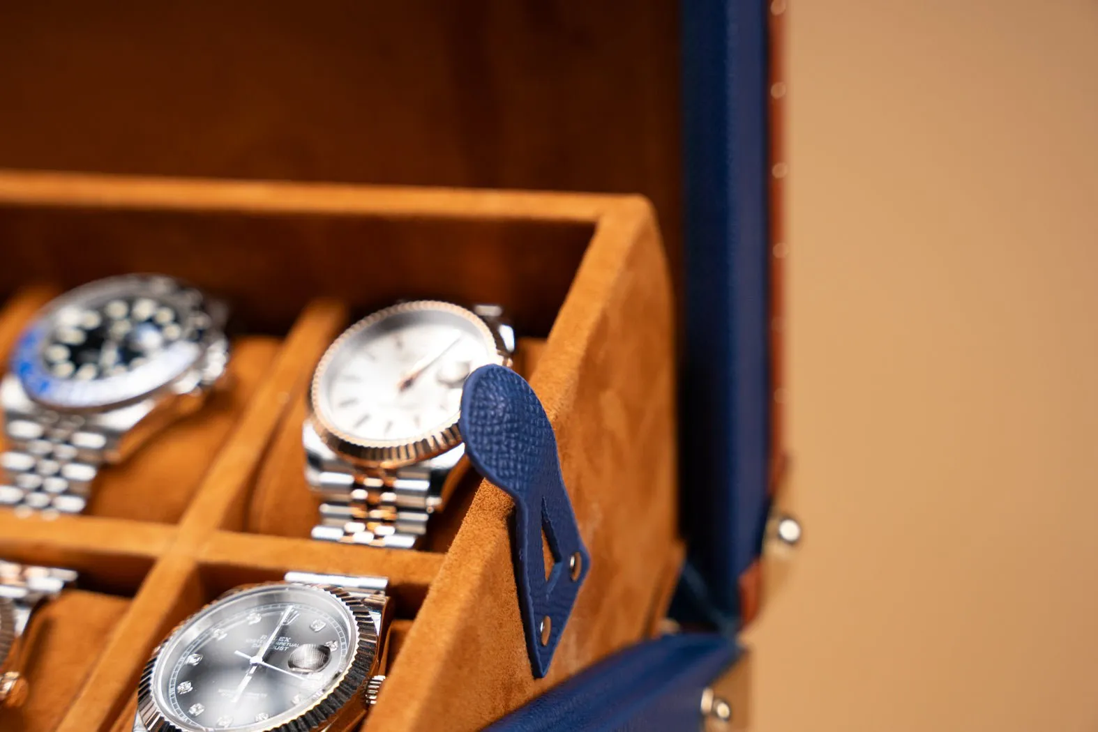 Petra Watch Case - Saffiano Navy Blue