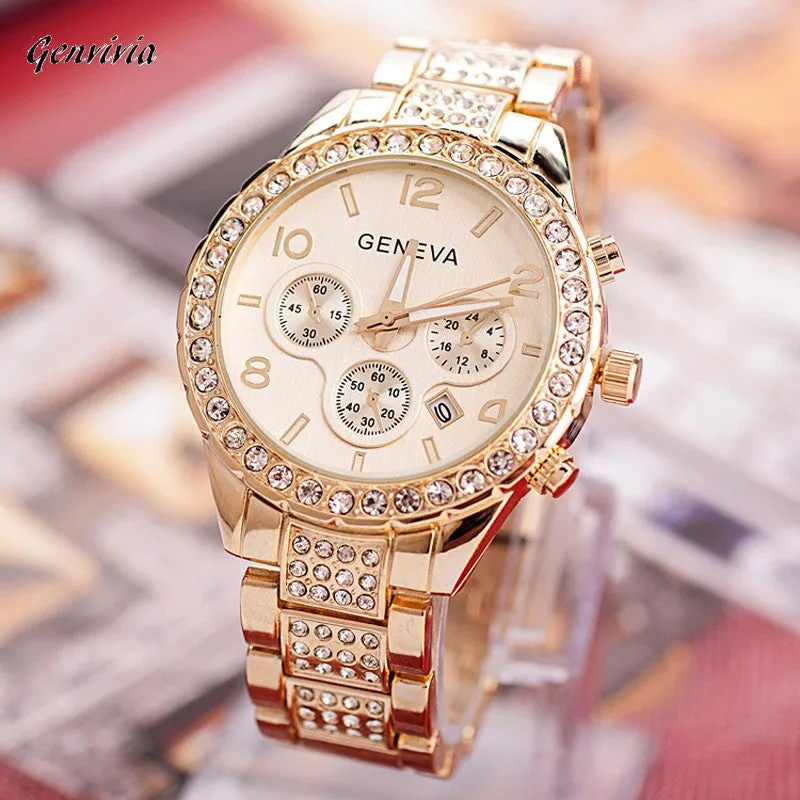 Quartz  Elegant Women Gold Watch