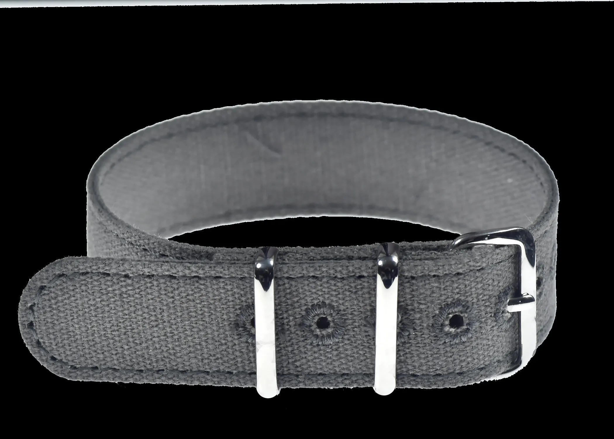 Retro Pattern 18mm Canvas Military Watch Strap in Admiralty Grey - An Ideal Strap for Older Military Watches