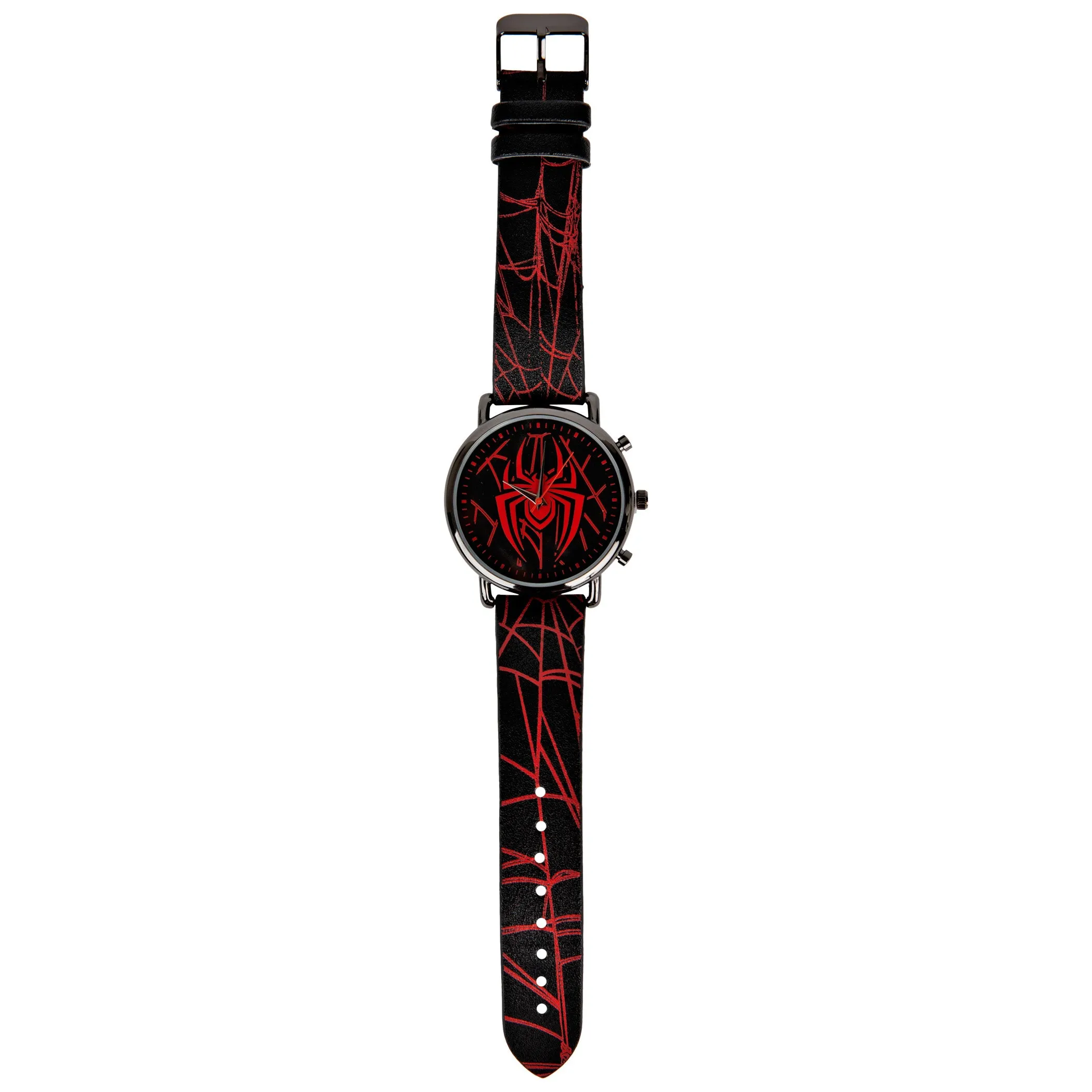 Spider-Man Symbol and Webbing Watch with Faux Leather Strap