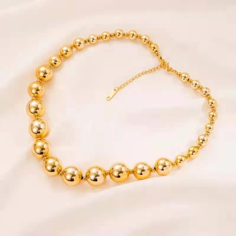 Stainless Steel Ins Round Beads Cold Hip-hop Wind Necklace