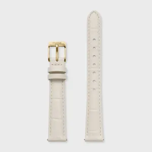 Strap 14 mm Leather Marshmallow Croco, Gold Colour