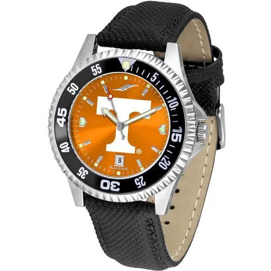 Tennessee Volunteers Mens Competitor Ano Poly/Leather Band Watch w/ Colored Bezel