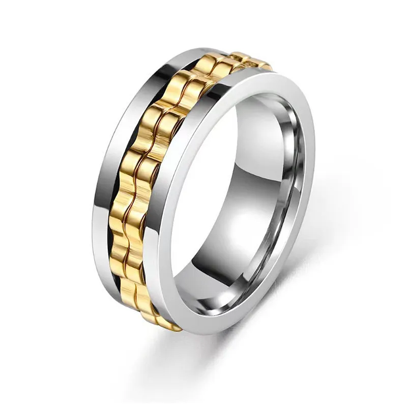 Titanium Spinner Square Texture Ring