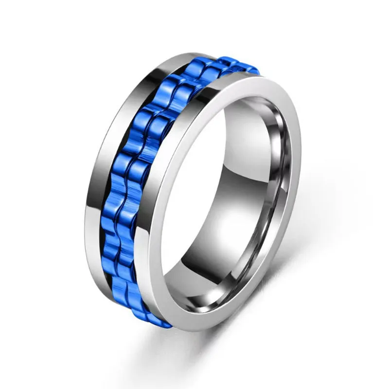 Titanium Spinner Square Texture Ring