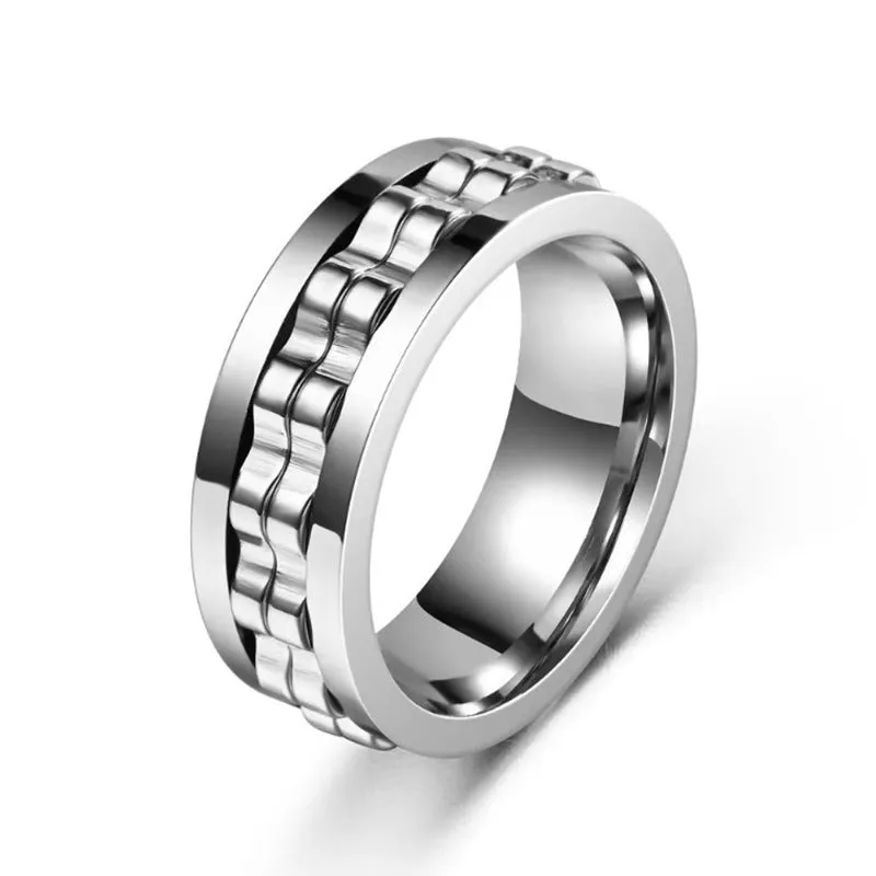 Titanium Spinner Square Texture Ring