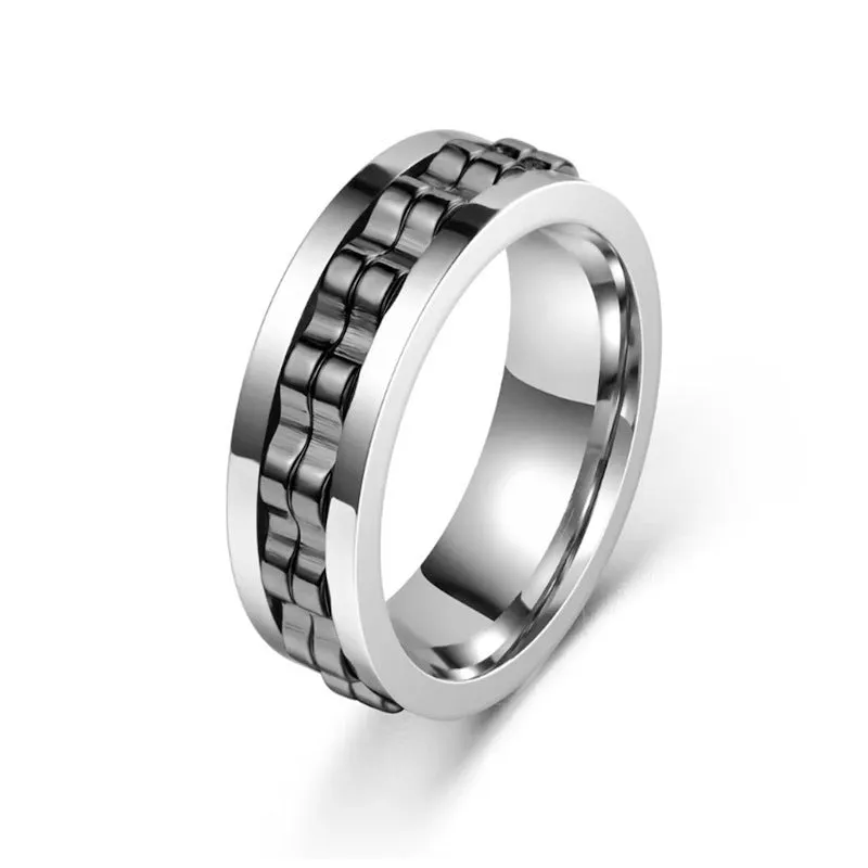 Titanium Spinner Square Texture Ring