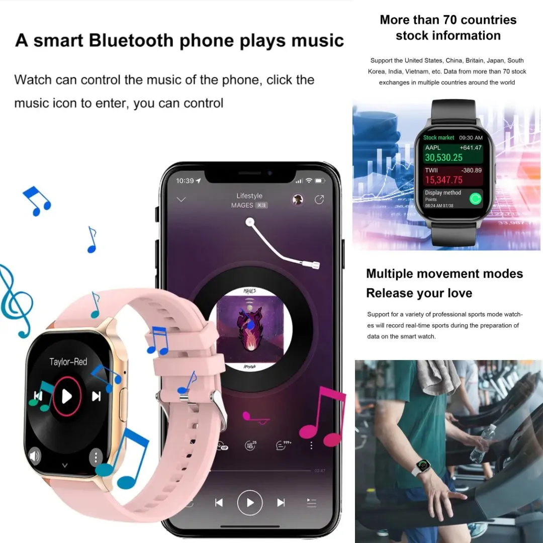 TUTT H6 AMOLED 2.04” Screen Classic Smart Watch | NFC | GPS Exercise SpO2 Stress & Sleep Monitoring | Calorie & Activity Tracker IP67 Men Women Smartwatch Two Straps