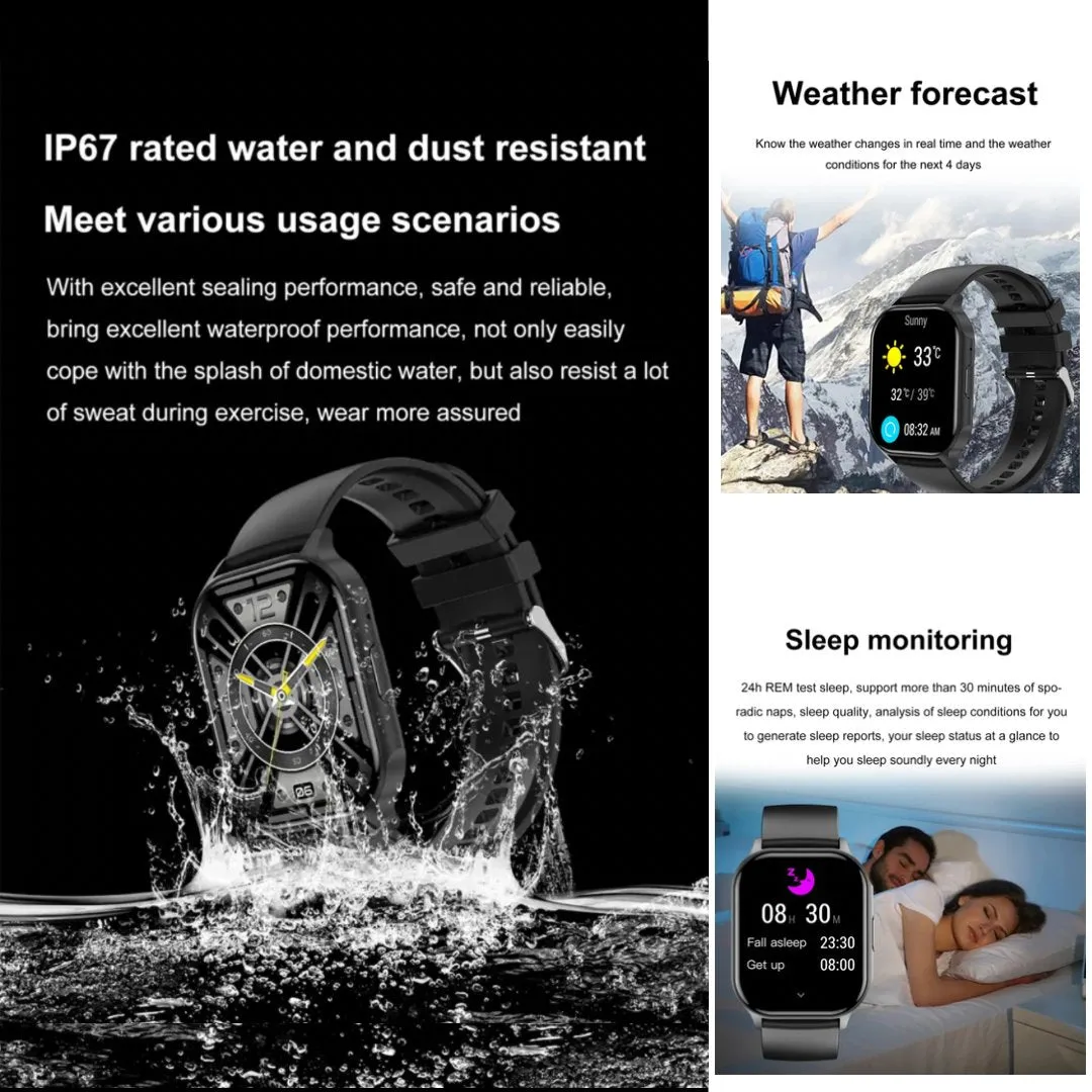 TUTT H6 AMOLED 2.04” Screen Classic Smart Watch | NFC | GPS Exercise SpO2 Stress & Sleep Monitoring | Calorie & Activity Tracker IP67 Men Women Smartwatch Two Straps