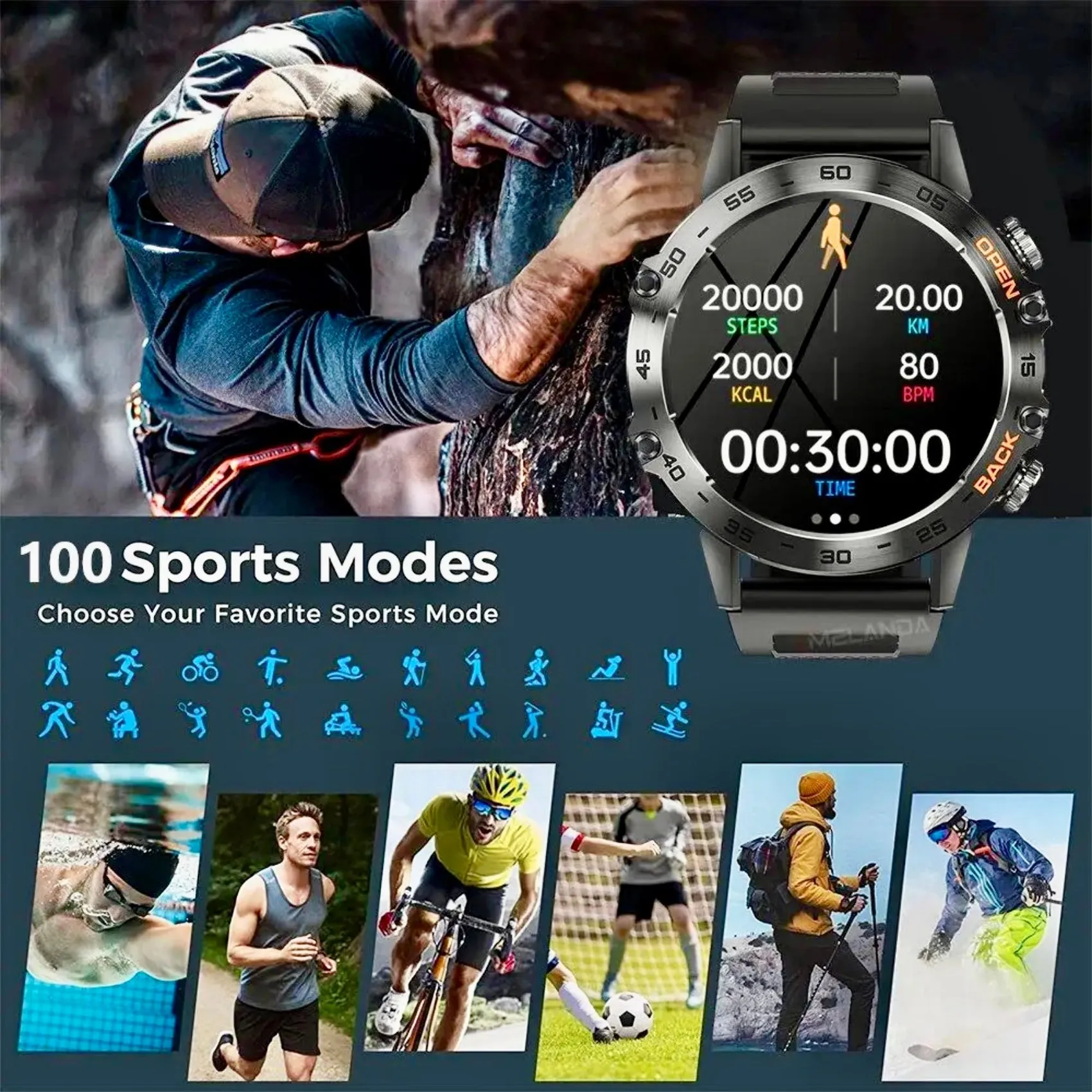 TUTT K52 LIGE Metal Case | Military Rugged Smart Watch, 1.39'' HD IP67 Tactical SmartWatch for Men with BT Call Pedometer with 21 Sport Modes Smartwatch 2 Straps (Rubber Metal)