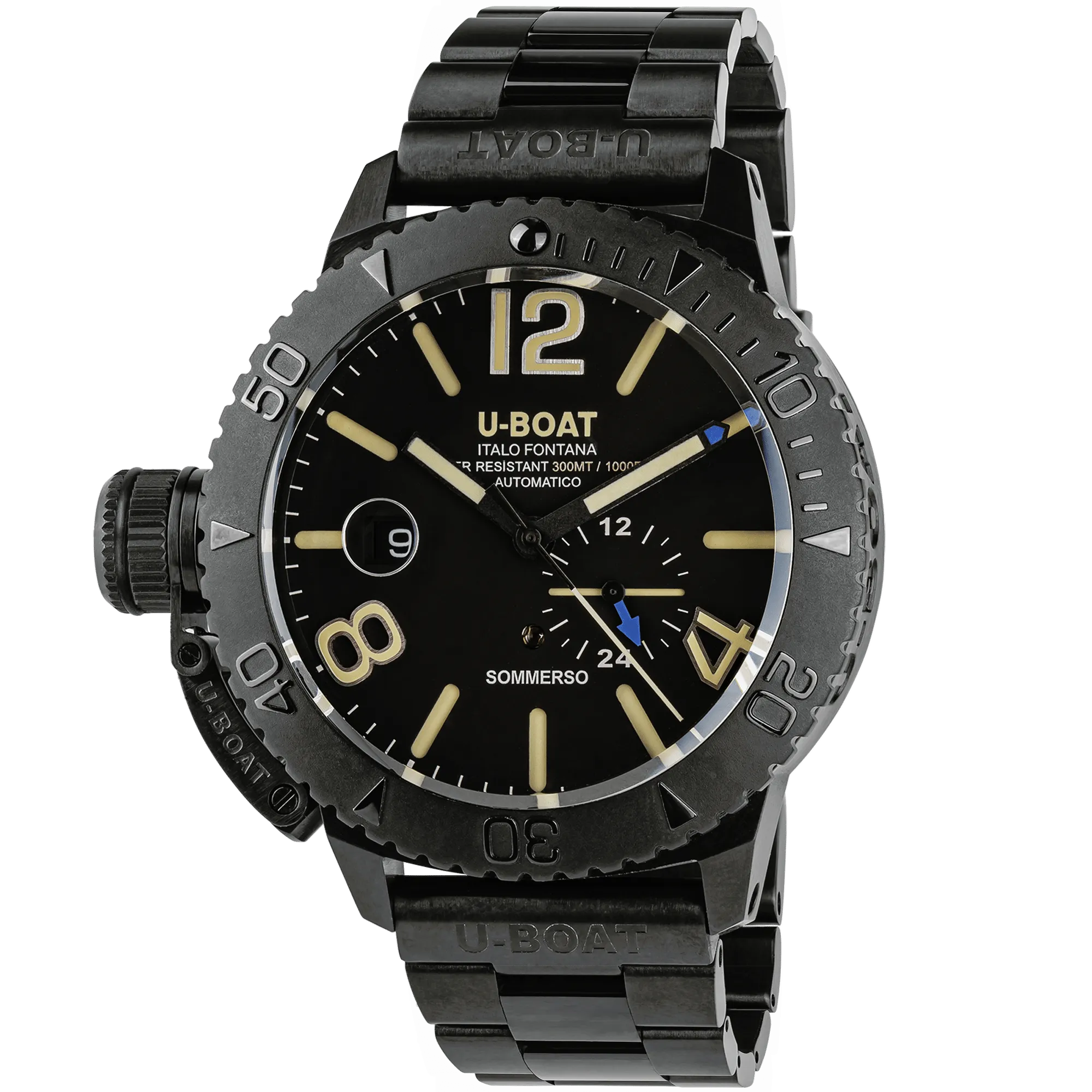 U-Boat Men's Watch Sommerso 46mm Diver Date Black DLC 9015/MT