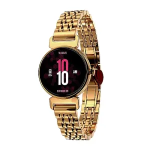 Vibez by Lifelong Ruby 1.04" AMOLED Smartwatch for Women with Metal Strap, Bluetooth Calling, 60 Hz Always on Display, Voice Assistance, Female Cycle Tracker, IP68, Health Monitor(Gold, VBSW2214)