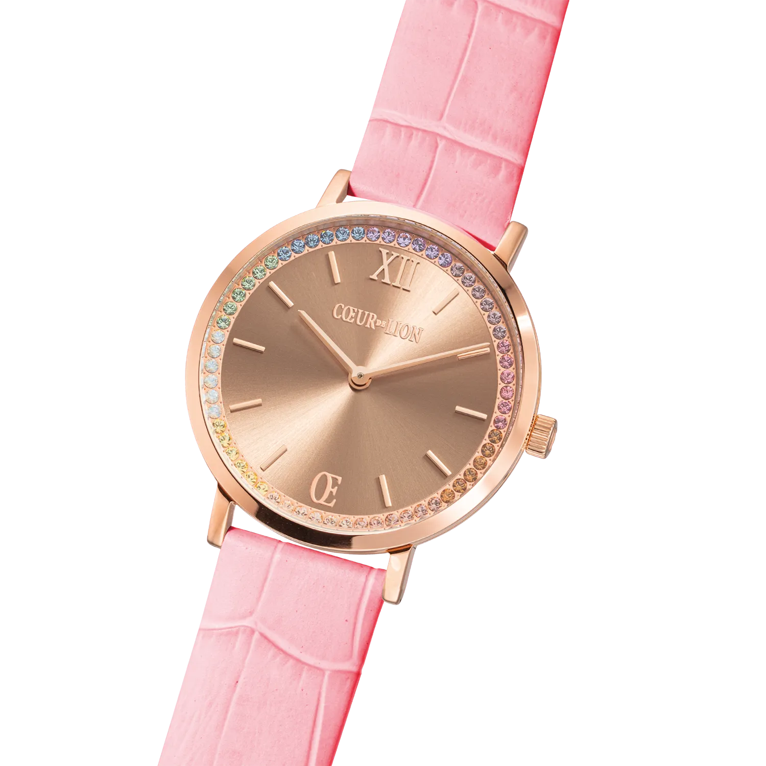 Watch Round Pastel Lovers Rose Gold Bracelet Leather Pink