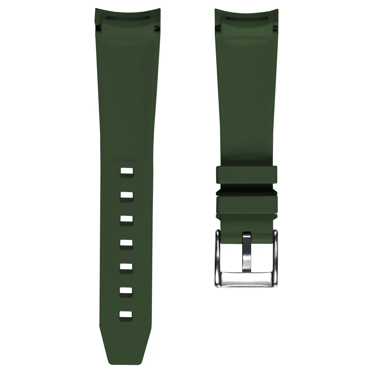 WatchGecko 41mm Tudor Black Bay Style Rubber Watch Strap -  Green