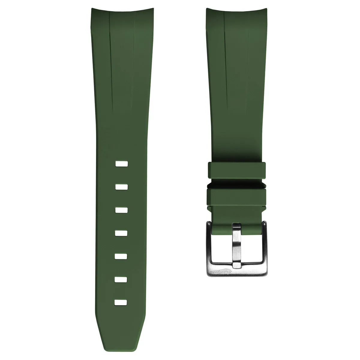 WatchGecko 41mm Tudor Black Bay Style Rubber Watch Strap -  Green